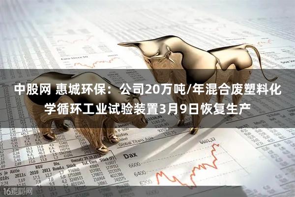 中股网 惠城环保：公司20万吨/年混合废塑料化学循环工业试验装置3月9日恢复生产