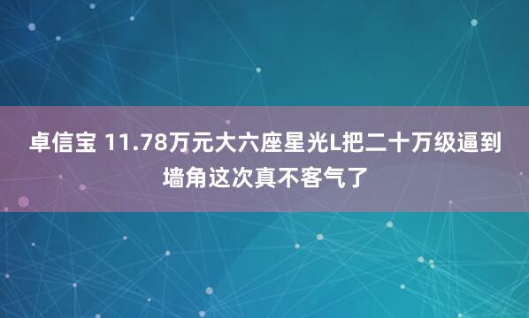 卓信宝 11.78万元大六座星光L把二十万级逼到墙角这次真不客气了